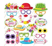 CRAWPROP 25PCS Hello Spring Party Photo Booth Props Supplies Flower Spring Birthday Party Decoration
