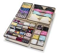 Craxter Underwear Drawer Organiser Divider - Set of 4 Fabric Drawer Dividers for Clothes, Foldable Wardrobe Draw Organizer for Baby clothes, Socks, Bras, Scarf, Ties, Belts and Knickers