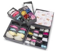 Craxter Underwear Drawer Organiser Divider - Set of 6 Fabric Drawer Dividers for Clothes, Foldable Wardrobe Draw Organizer for Baby clothes, Socks, Bras, Scarf, Ties, Belts, Knickers