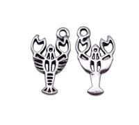 Crayfish Charms For Craft Hobbyists, 18x10mm, Antique Silver Color, 40 Pieces