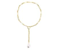 crayfomo 18k Gold Chain Link Necklace for Women Baroque Pearl Compass Pendant Necklace for Mom Friends Grandma Daughter