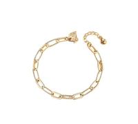 crayfomo 18K Gold Plated Paperclip Link Bracelet for Women, 7.09inch Adjustable Chain Bracelet, Lightweight Dainty Cubic Zirconia Inlaid Chain Bracelet, Trendy Fashion Jewelry Gift