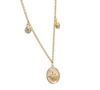 crayfomo 18K Gold Plated Star & Oval Enamel Pendant Necklace for Women - Dainty CZ Accent Collarbone Chain, Adjustable Boho-Chic Jewelry Gift