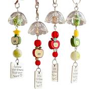 crayfomo 2-Piece Apple Ceramic Wind Chime Pendant - Handmade Korean And Japanese Style Mobile Phone Pendant, Green And Red Two-Color Fruit Key Ring, Personalized Bag Decoration, Suitable For Women