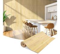 crayfomo 3D Bamboo Wall Panel Pole Wrap Wainscoting Panelling for Interior Wall Decor Living Room Office Kitchen Island ，0.4×2.4m (Natural Color)
