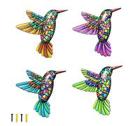 crayfomo 4 PCS Metal Hummingbird Wall Decor Colorful Birds Sculpture Ornaments Hanging Decoration for Garden Patio Fence Outside