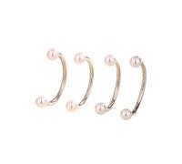 crayfomo 4Pcs Smile Open Front Pearl Ring Adjustable Silver Stackable Jewelry Outfits
