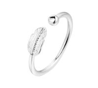 crayfomo Adjustable Feather Leaf Open Ring for Women | Minimalist Silver-Tone Boho Chic Statement Jewelry, Perfect for Daily Wear & Gifting