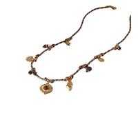 crayfomo Adjustable Ocean Bliss Necklace - Rainbow Braided Cord with Starfish, Moon & Heart Charms | Summer Dopamine Beach Jewelry (40 5cm, 5g)