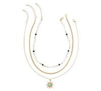 crayfomo Adjustable Octagram Necklace - Vintage Evil Eye Pendant with Faux Pearls, 15 2 Inch Layering Chain for Boho Stacking (19g)