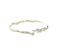 crayfomo Adjustable Sterling Silver Plated Bangles,Jasmine-Shaped Bracelet,Branch Inspired Silver Jewelry,Essential For A Fresh And Elegant Lady,Great As A Gift