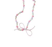 crayfomo Beaded bow necklace with colorful beads, bright and refreshing, a summer jewelry gift for ladies