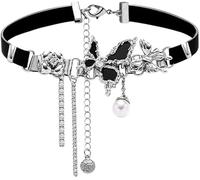 crayfomo Black butterfly collarbone necklace for Woman, punk rock style black butterfly design, Perfect for Daily Wear, Gift Giving