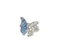 crayfomo Blue Butterfly Ring for Woman,Blue and White Asymmetrical Butterfly Adjustable Design, Perfect for Daily Wear, Gift Giving