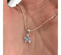 crayfomo Blue Star Pendant Necklace for Women, Sterling Silver Plated Aquamarine Star Charm Necklace, Dainty Minimalist Jewelry for Daily Wear/Gifts