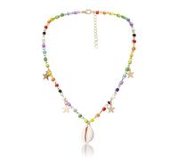 crayfomo Boho Colorful Bead Necklaces Star Pearl Shell Pendant Necklace Minimalist Statement Jewelry Accessories Gift