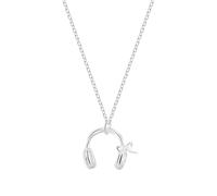 crayfomo Bow shaped Mini Earphones with Alloy Clavicle Chain, Silver Tone Necklace with a Unique Music Style, Sweet and Cool Simple Daily Accessories, for Music Enthusiasts and Young Gift givers
