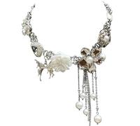 crayfomo Butterfly Love Flower Pearl Tassel Necklace Versatile Niche Design Fashionable Temperament Collarbone Chain