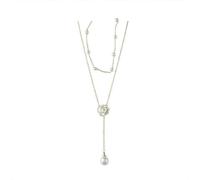 crayfomo Camellia Double Layered Pearl Necklace With a Light Luxury and High-End Feel, Women's Jewelry Gift