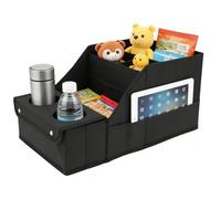 crayfomo Car Boot Organiser with Cup Holder, Foldable Car Seat Organiser for the Front or Back Seat, Multi-Compartment Car Organiser Storage for Van Trunk Car Accessories