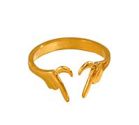 crayfomo Cazi Simple Light Luxury Alloy Two-Hands Heart-to-Heart Ring Gift Love Ring Jewelry Women's Opening Adjustable