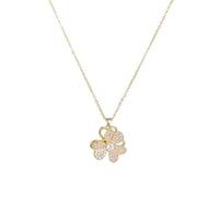 crayfomo Clover Pendant Necklace Gold Planted Cubic Zirconia Necklace for Women Fashionable Jewelry for Gift Idea
