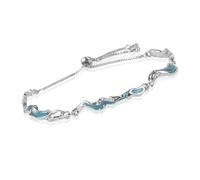 crayfomo Coastal Blue Ocean Wave Bracelet | Dainty Silver Enamel Bracelet with Adjustable Slider Clasp, Perfect Beach Accessory