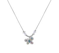 crayfomo Colorful Pebble Bead Butterfly Necklace Silver Children's Butterfly Necklace Birthday, Christmas, and Party Gift for Girls Jewelry Gift for Daughters, Nieces, Friends, and Sisters
