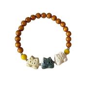 crayfomo Cute Three-color Surprised Biscuit Cat Shape Beaded Bracelet New Chinese All-match Bracelet Student Best Friend Healing Bracelet