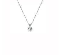 crayfomo Dainty Round Single Diamond Solitaire Necklace - Minimalist 4-Claw Pendant on Delicate Chain | Timeless Everyday Jewelry Gift for Her