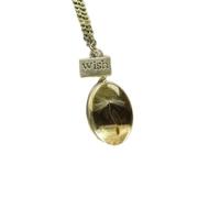 crayfomo Dandelion Moment Double-Sided Gemstone Necklace, Heart Circle Oval Pendant Minimalist Crystal Necklace in Silver-Oval