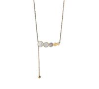 crayfomo Disc Pendant Necklace Gold and Shell Layered Necklace, Long Mixed Material Chain Necklace for Women, Boho Beachy Everyday Jewelry Gift
