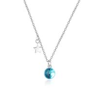 crayfomo Dreamy Starry Sky Necklace for women, Blue Planet with Silver Star Pendant, Simple and Unique Daily Wear Jewelry, Birthday Gift for Girlfriend
