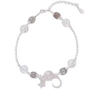 crayfomo Enchanted Star and Moon Bracelet - Glittering Crystal Beaded Adjustable Bangle with Celestial Charms for Women
