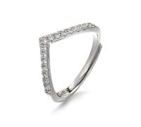 crayfomo Fashionable Adjustable V-shaped Ring with Moissanite Inlay, Personalized Minimalist Geometric Imitation Diamond Ring