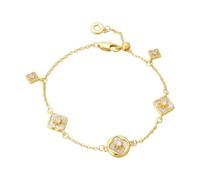 crayfomo Four Leaf Lucky Bracelets for Women Lucky Flower Classic Diamond Dot Crystal Tennis Delicate Simple Design Style Bracelets Gold Cubic Zirconia Jewelry Gifts for Birthday Party