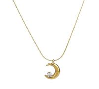 crayfomo Gentle Crescent Claw Diamond Necklace, Simple Moon Titanium Steel Lock Chain, niche temperament accessory, suitable for light mature women, daily commuting, dating and student party groups