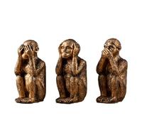 crayfomo Golden Three Wise Monkeys Statue Set - Hear No Evil, See No Evil, Speak No Evil - Zen Home Decor, Asian Inspired Figurines for Shelf & Office