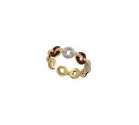 crayfomo Golden Women's Ring Features A Three-Color Drop-Glazed Circular Band Small Zircon Band Adjustable And Exquisite Retro Design,Gift For Her