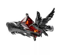 crayfomo Gothic Black Raven Claw Hand Ring for Men Women, Vintage Black Metal Ring with Red Square Crystal, Dark Punk Biker Statement Jewelry for Halloween Party Daily