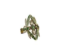crayfomo Green Dragonfly Retro Ring, Artistic Retro Style, Fashionable Decorative Multi-Functional Accessory, Niche Design, Suitable For Ladies