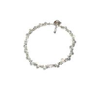crayfomo Iridescent Round Bead Crushed Silver Bead Link Bracelet, Silver Tone Electroplated Adjustable Extension Chain Wrist Jewelry Ideal For Women Summer Daily Dating Travel Party Wear