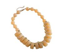 crayfomo Irregular Acrylic Statement Necklace, Beige Rings and Spheres with Adjustable Chain, Chunky Bold Design for Unique Style
