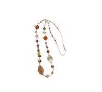 crayfomo Irregular Natural Stone Bead Necklace with Natural Stone Contrasting Color Design, Lazy and Relaxed Long Neck Chain, Suitable for Birthdays, Anniversaries, Dates