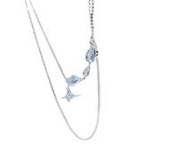 crayfomo Irregular Necklace Y2K Star Pendant for Women Tassel Starlight Necklace Design Stone Fashion Chain Silver Jewelry Gifts for Her Start School Birthday Party Anniversary