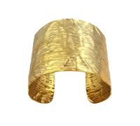 crayfomo Irregular Polished Open Cuff Bracelet Set of 2, Gold Tone Titanium Steel Minimalist Bangle for Women, Fade-Circle