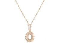 crayfomo Ladder cubic zirconia circular copper collarbone chain, rose gold full diamond circular fine necklace, light luxury exquisite jewelry, suitable for working women, holiday gift givers
