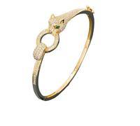 crayfomo Leopard Head Micro Inlaid Zircon Bracelet Domineering and Sparkling Wrist Decoration Equipped with a Safety Buckle to Prevent Detachment