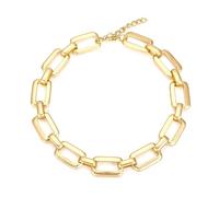 crayfomo Matte Gold Geometric Thick Chain Necklace, Layered and Versatile Collarbone Chain