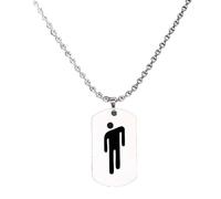 crayfomo Men's Minimalist Geometric Human Figure Pendant Necklace Bold Silver Ball Chain Punk Hip-Hop Statement Accessory for Festival & Everyday Wear